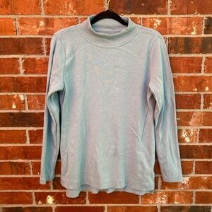 Duluth Womens Medium Blue Ribbed Mock Neck Sweater